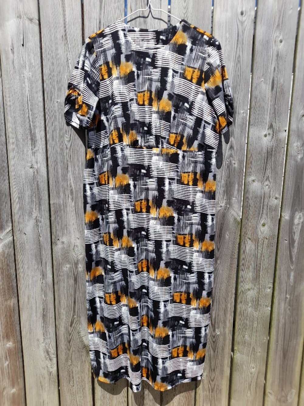 Modest Handmade Dress Plus Size 48" Bust 45" Waist Yellow Black Mennonite